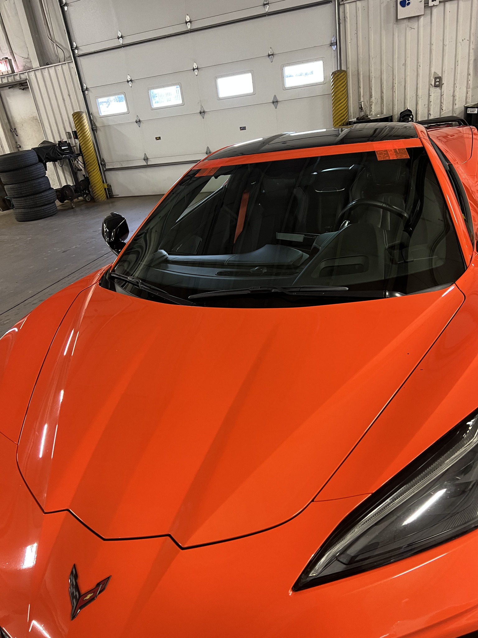 Corvette windshield replacement completed in the B-Rite Autoglass shop